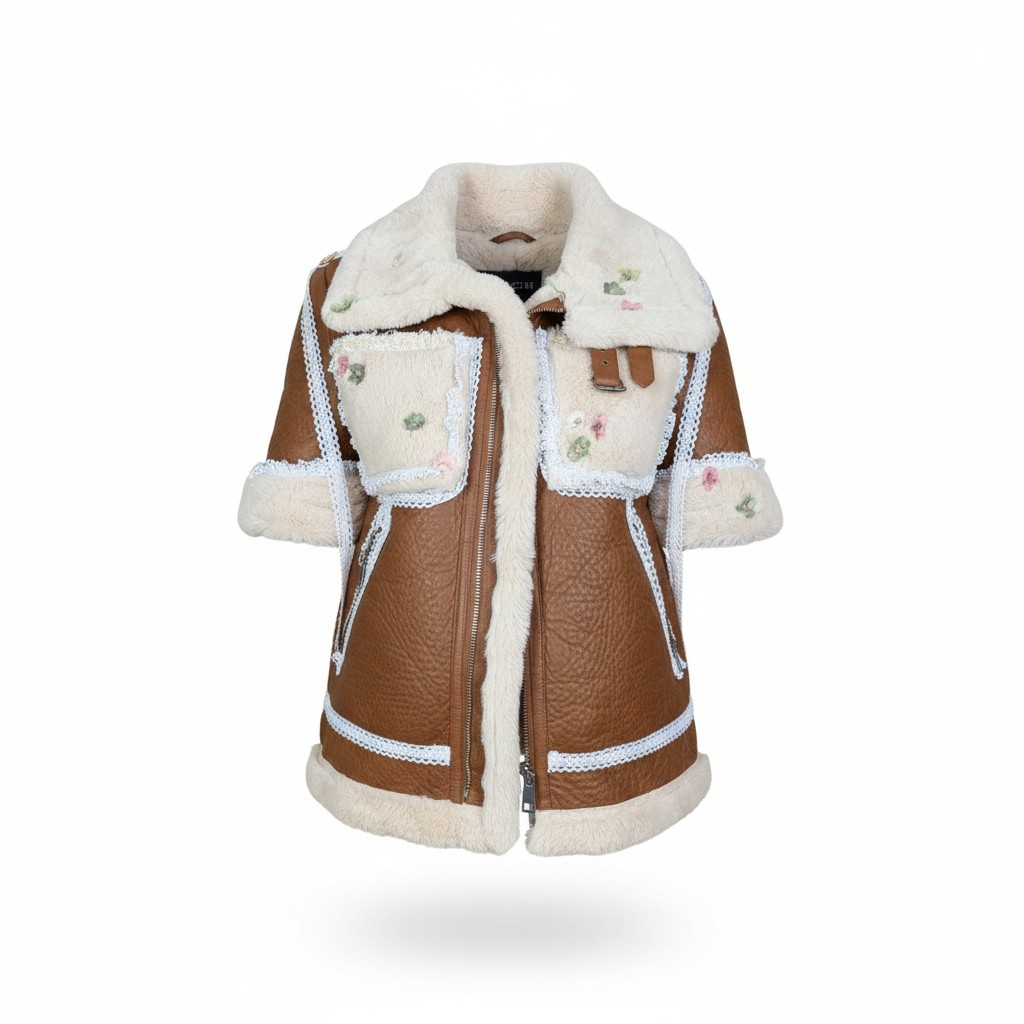 [LISTEN TO HER] Hand painted leather & sheepskin Gillet