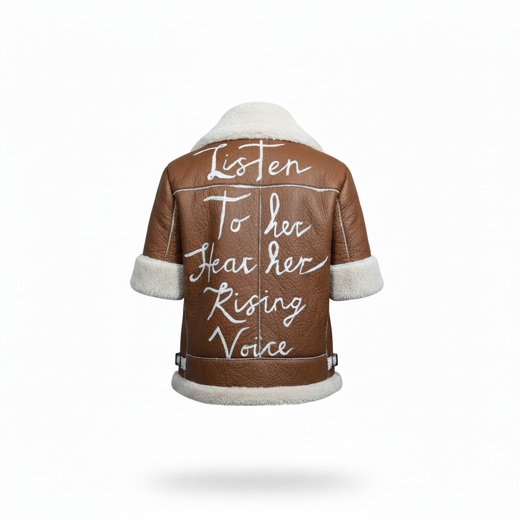 [LISTEN TO HER] Hand painted leather & sheepskin Gillet