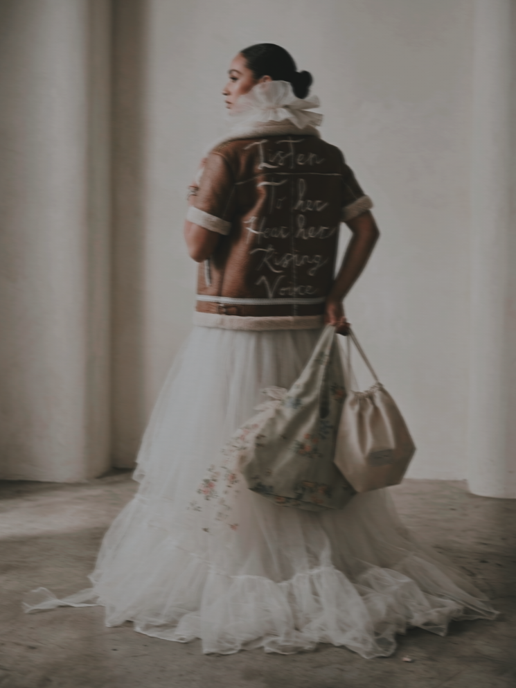 [LISTEN TO HER] Hand painted leather & sheepskin Gillet