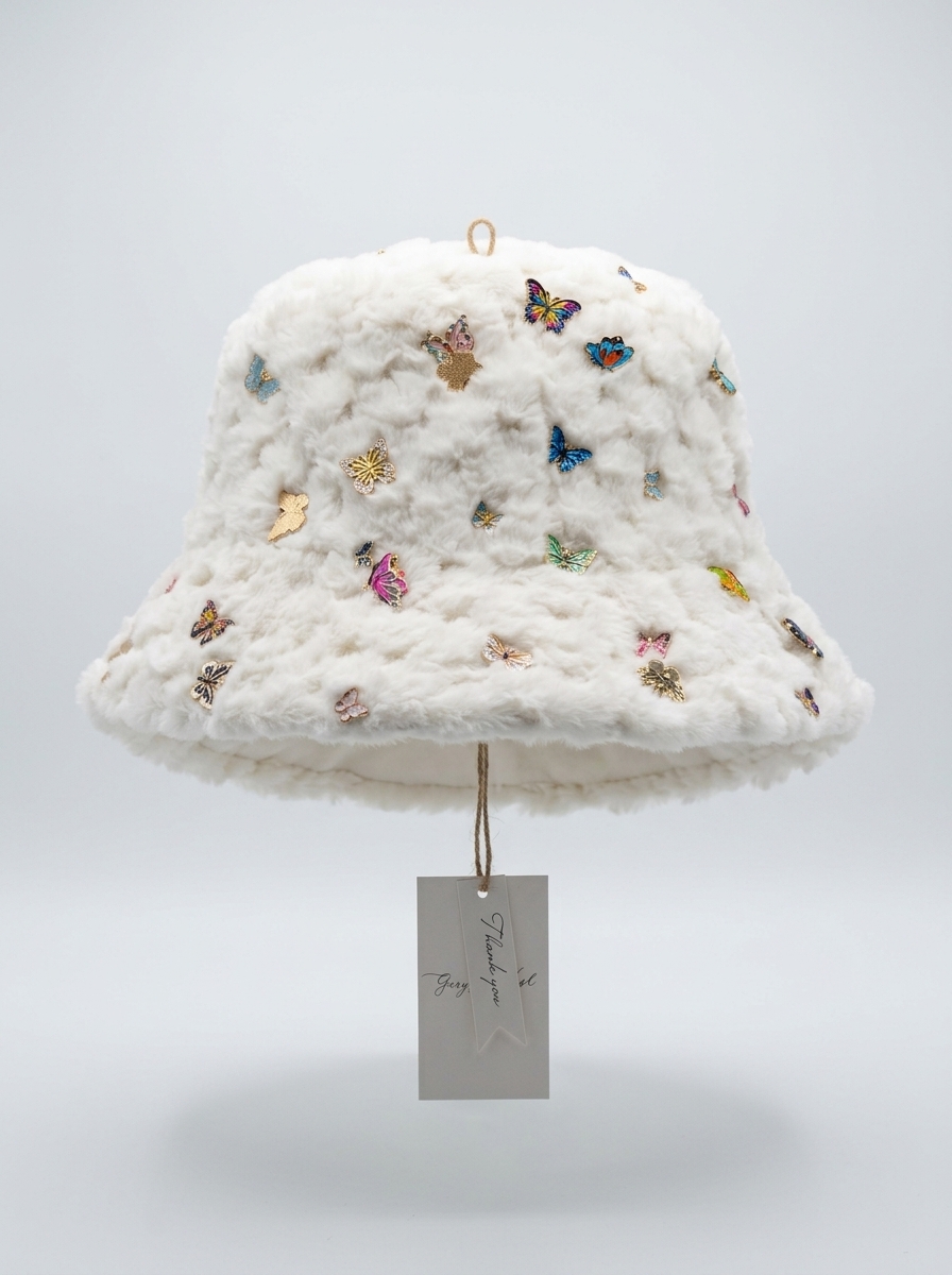 The [BUTTERFLY BRAIN] Fur bucket hat