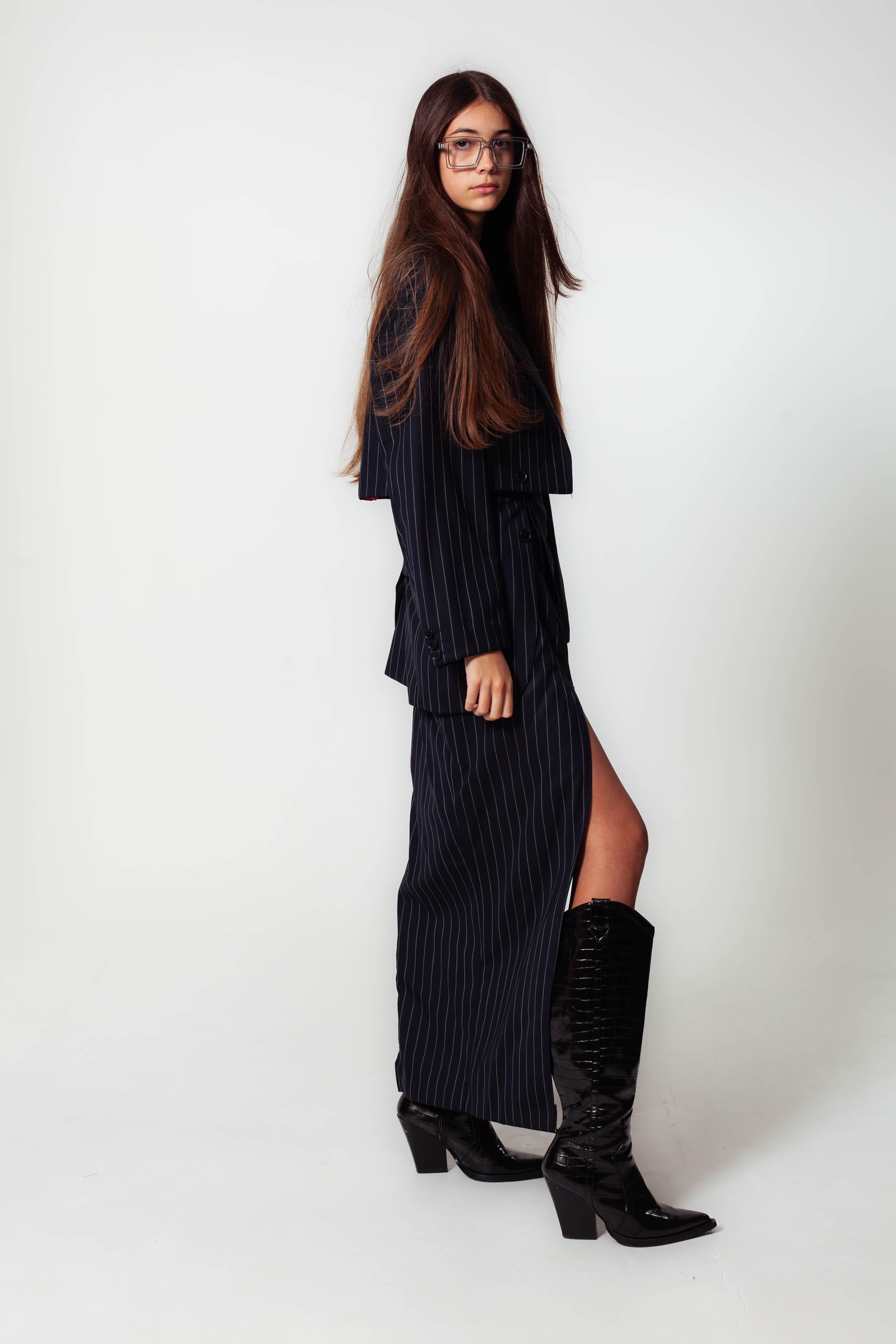 [HERITAGE TO HER] Reworked suit copped oversized jacket & maxi skirt