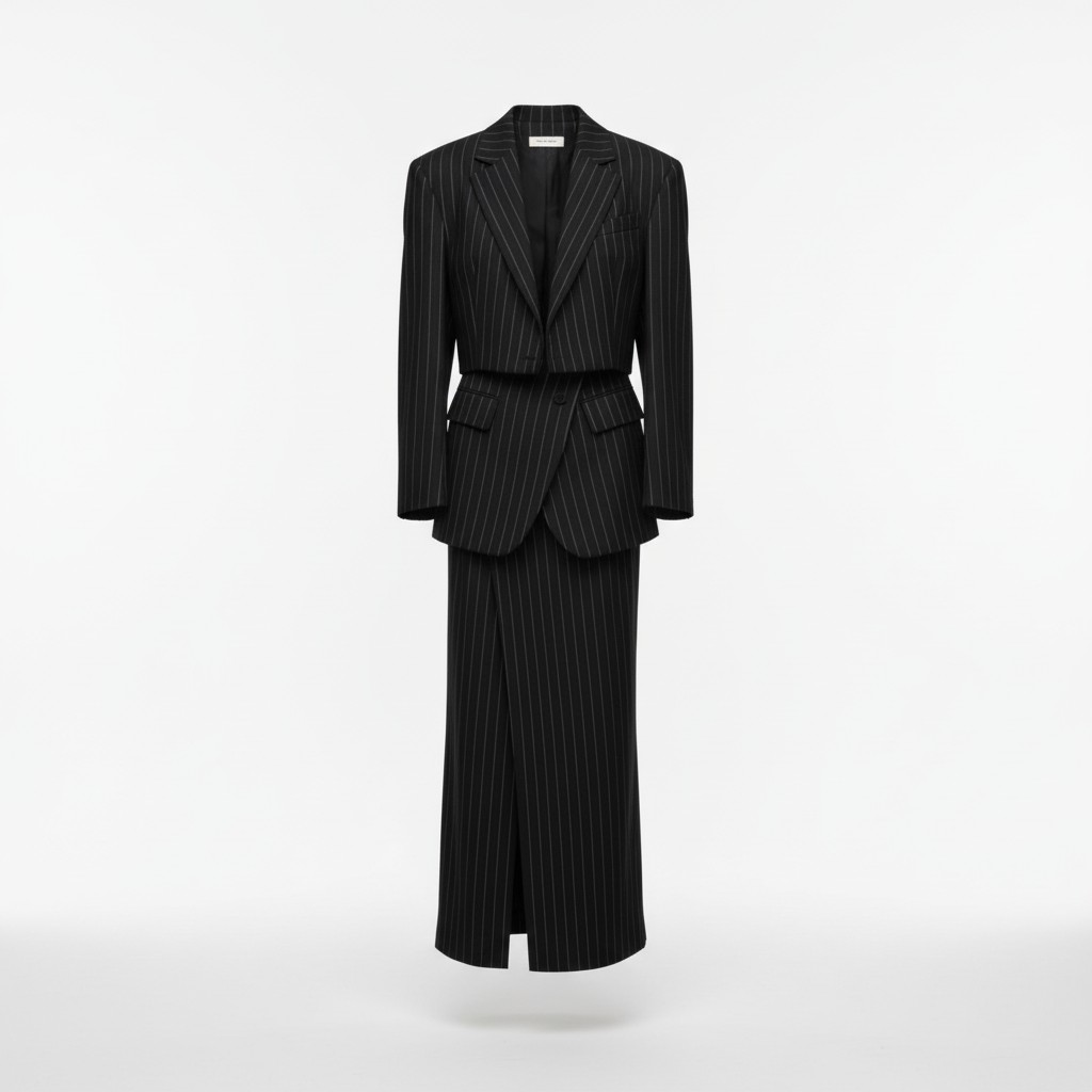 [HERITAGE TO HER] Reworked suit copped oversized jacket & maxi skirt