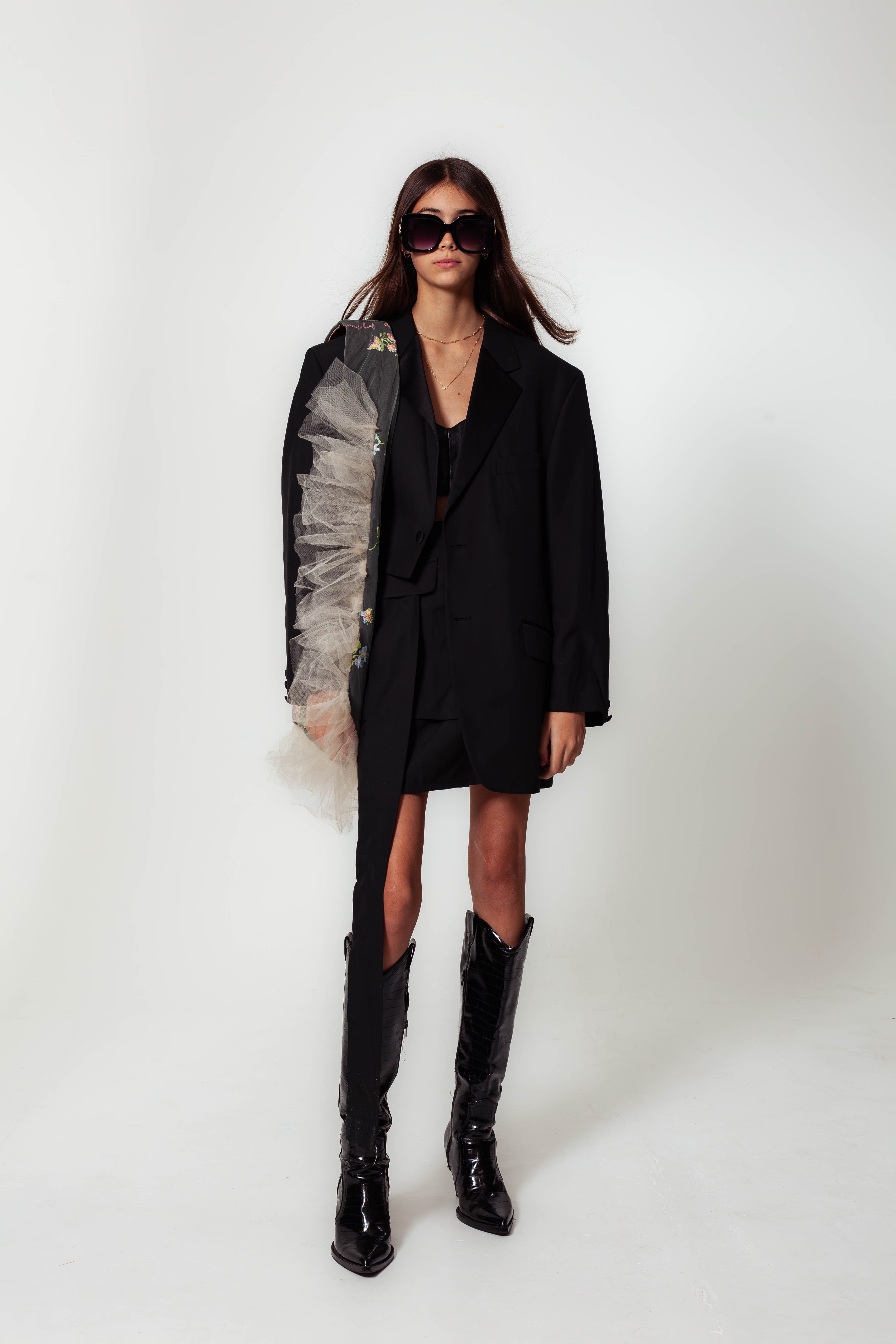 [HERITAGE TO HER] Reworked suit Deconstucted oversized blazer & mini skirt