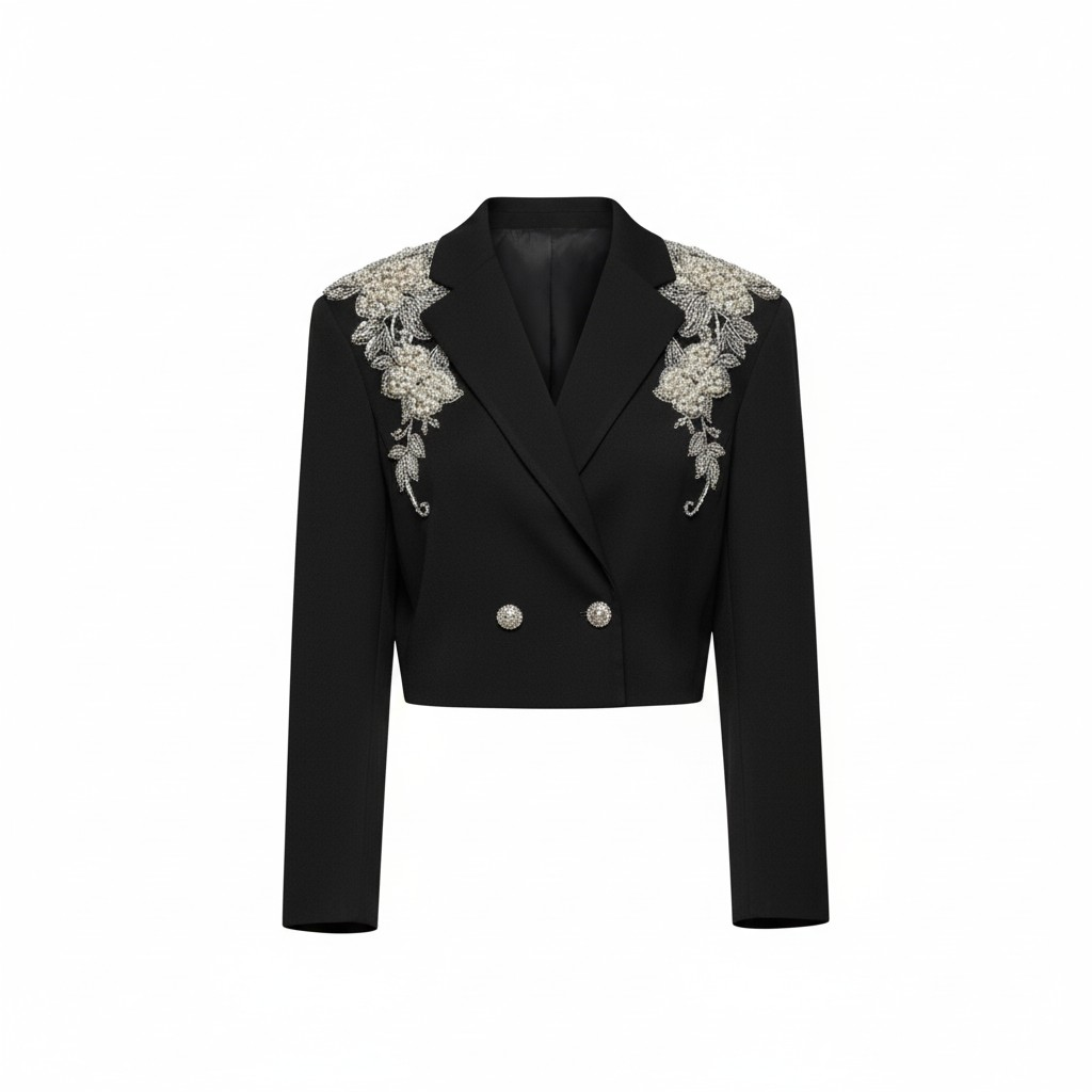 [SPARKLE WITH THE WEIGHT ON YOUR SHOULDERS] Reworked tux cropped blazer