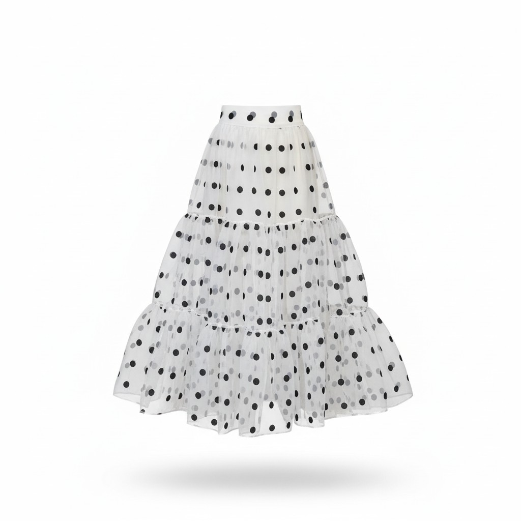 [JADE NOBEL] maxi skirt polka dot organdie