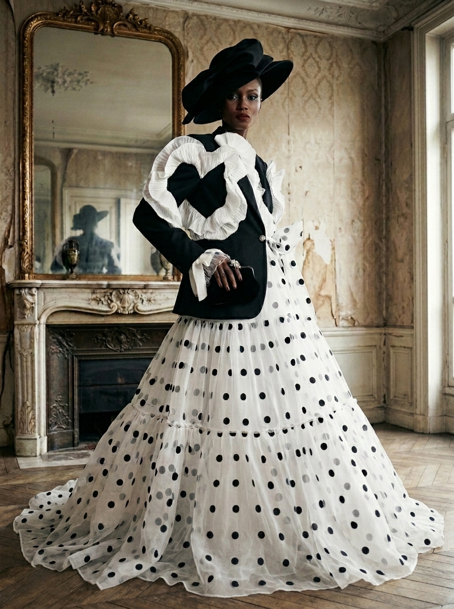 [JADE NOBEL] maxi skirt polka dot organdie