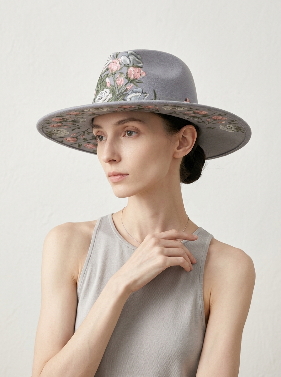 The [REMEMBER TO SMELL THE ROSES] Hand painted fedora hats