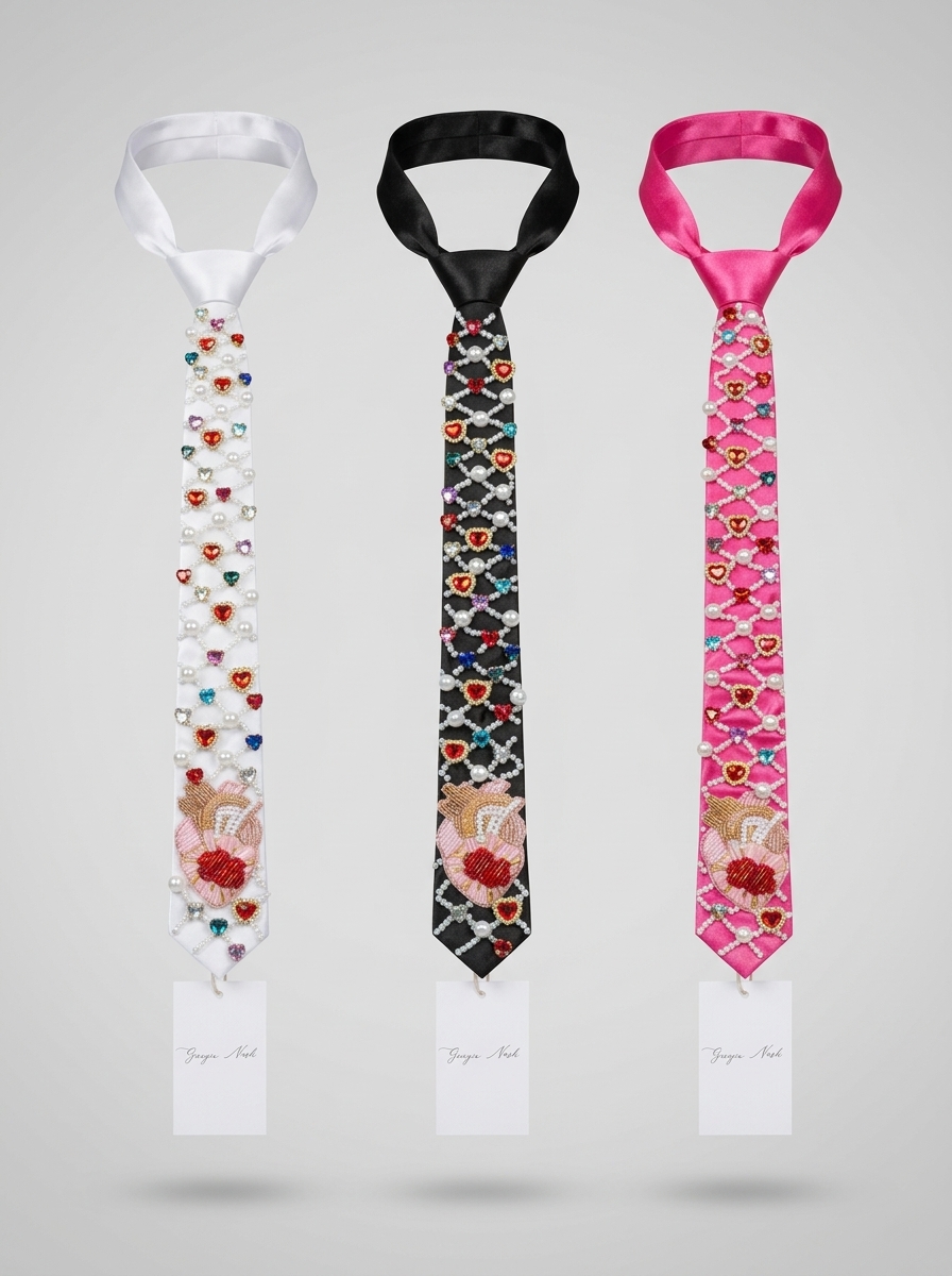 The [BLEEDING HEART] Rhinestone and pearl Tie