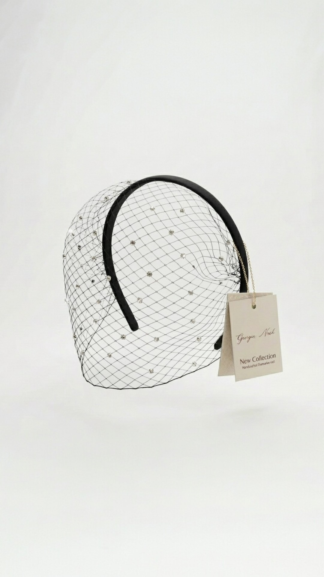 The [DIAMONTE EYE SHEILD] Black diamanté veil headband