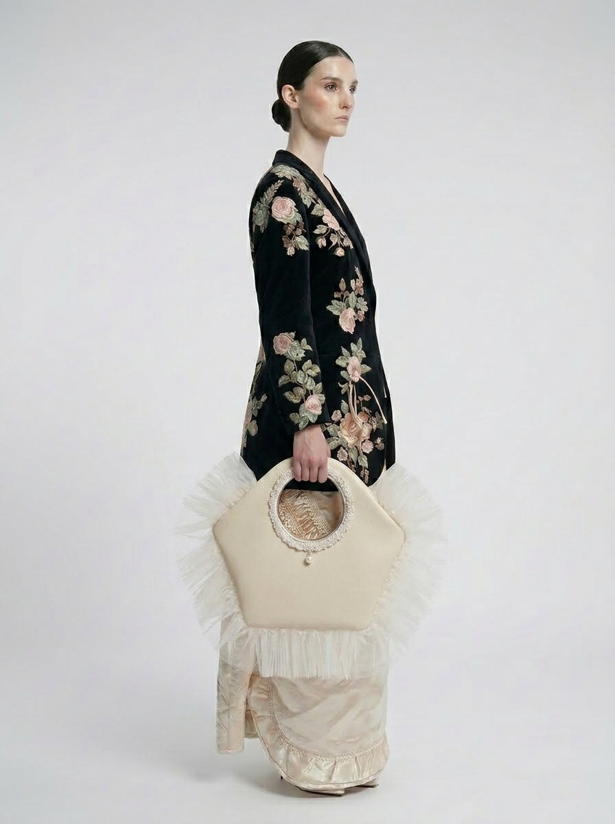 CREAM WITH CREAM TULLE [FORGET ME NOT] BAG