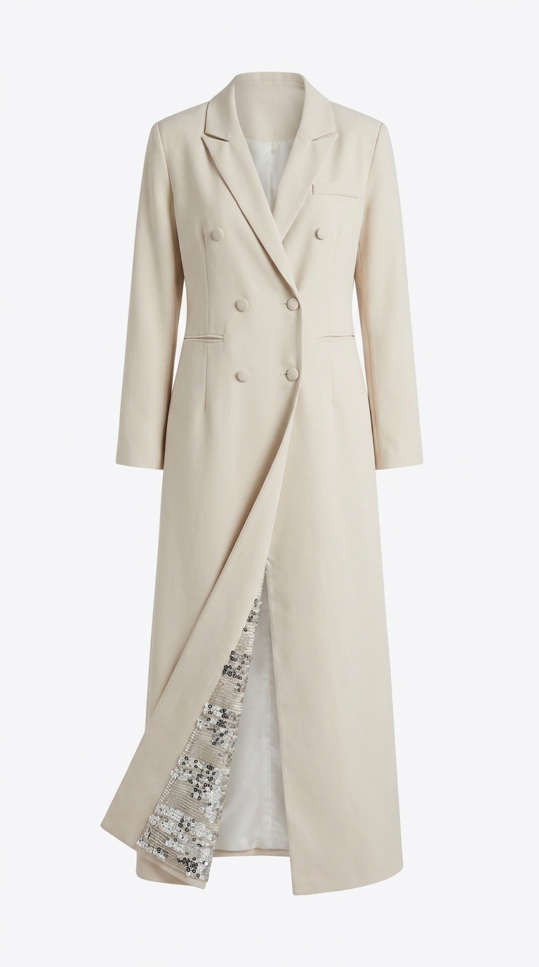 [SEQUIN SOUL] Cream long line suit blazer