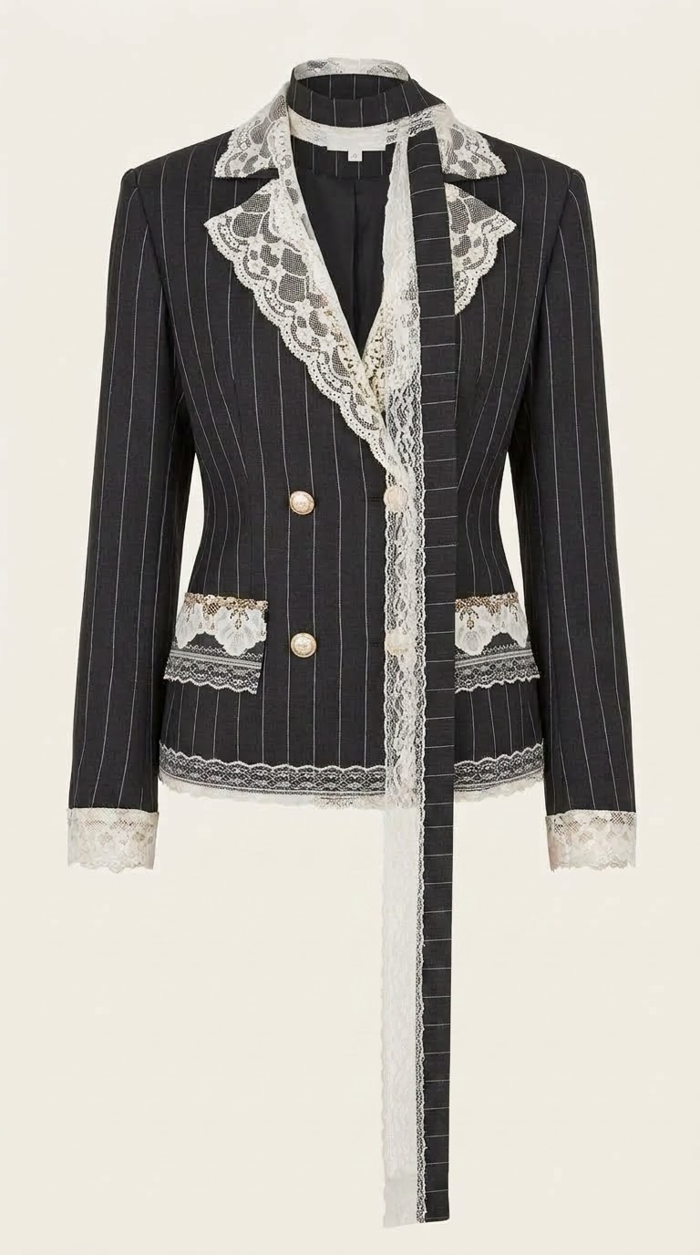[HERITAGE TO HER] Limited Edition pinstriped deconstructed suit Blazer and skirt